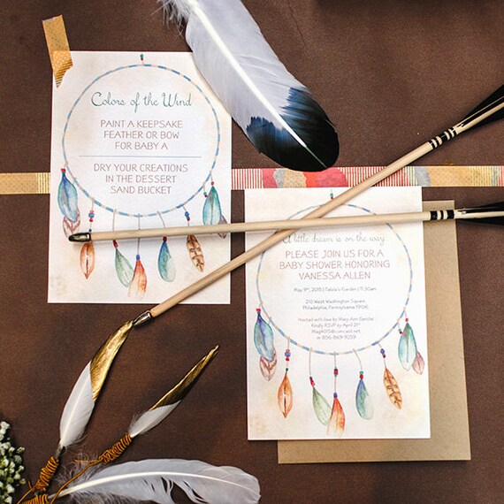 Dream Catcher Baby Shower Invitation, Dreamcatcher Birthday Party