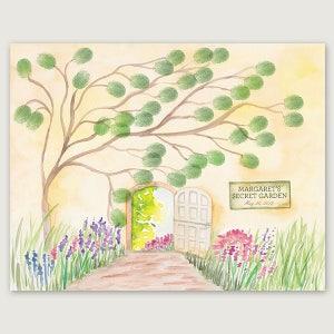 Secret Garden Thumbprint Guestbook, Baby Shower Thumbprint Guestbook, Birthday Guestbook, Wedding Shower Decor, Birthday Party Decor