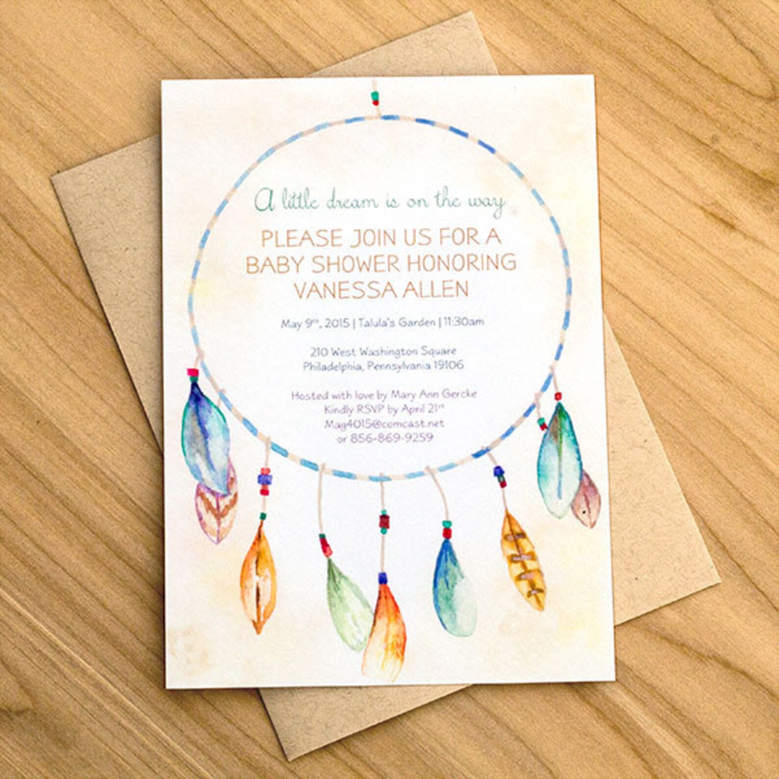 Dream Catcher Baby Shower Invitation Dreamcatcher Birthday Etsy UK