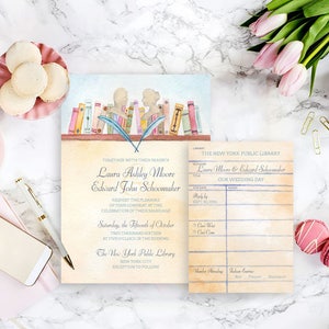Literature Wedding Invitation, Watercolor Wedding Invitation, Watercolor Invitation, Boho wedding invitation, Vintage wedding invite