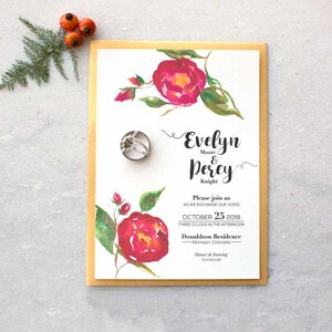Woodland Wedding Invitation, Watercolor Wedding Invitation, Watercolor Invitation