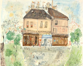 PARIS RESTAURANT ART, French Café Watercolor, Paris Café Painting, Parisian Wall Art, Paris Art Print, Signed Giclee Print, Clare Caulfield
