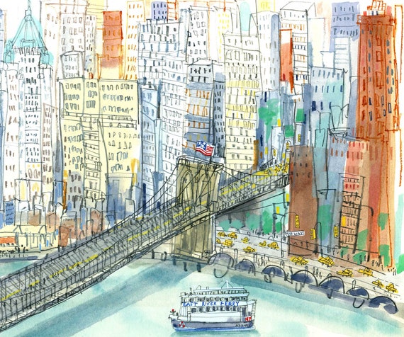 New York ニューヨークマンハッタン絵画