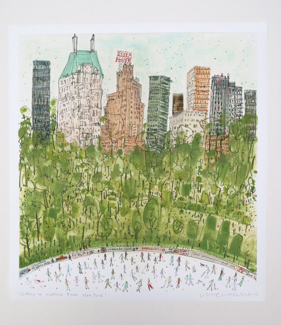 New York City Central Park watercolor painting giclee print 