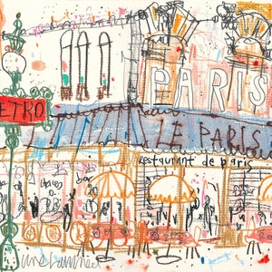 PARIS CAFE SKETCH 14x11 Print, French Cafe Print, Home Decor, Restaurant Drawing, Parisian Restaurant, City Painting, Watercolour Tabac Sign