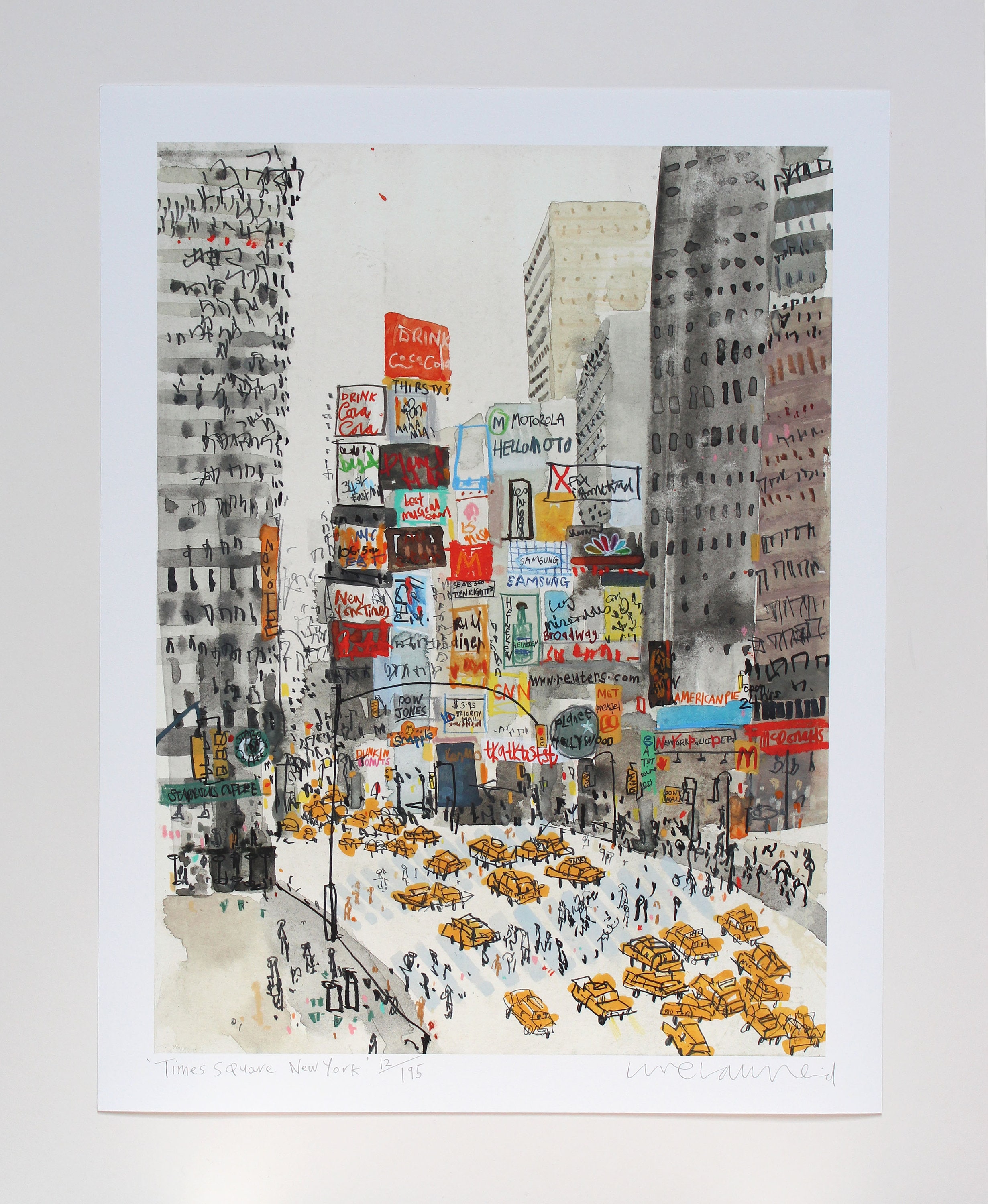 TIMES SQUARE ART New York City Print, Taxis, Manhattan
