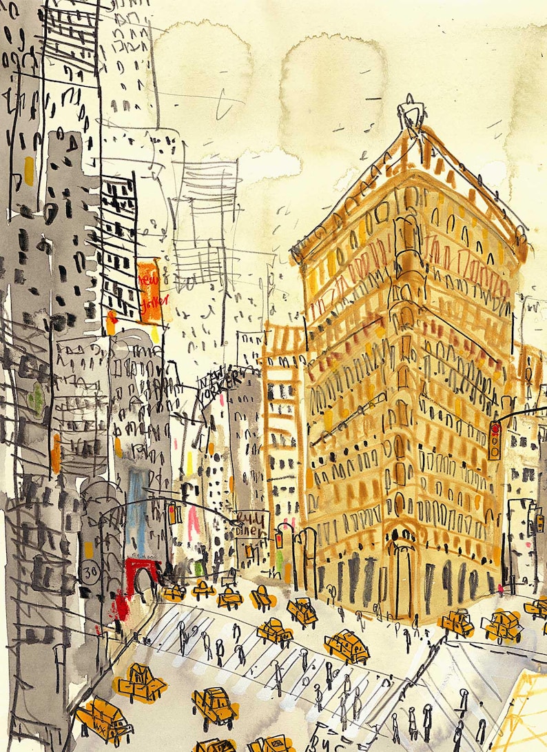 FLATIRON BUILDING 8x8 New York Art Print, NYC Watercolor Painting ...