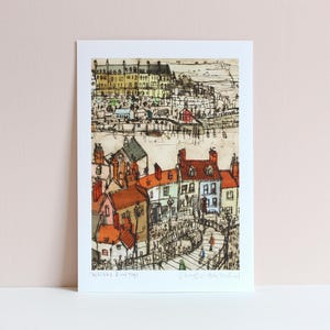 WHITBY HOUSES PRINT, Whitby Yorkshire, Signed Giclee Print, Whitby Rooftops, Seaside Picture, Whitby Art Print, Coast Sketch Clare Caulfield