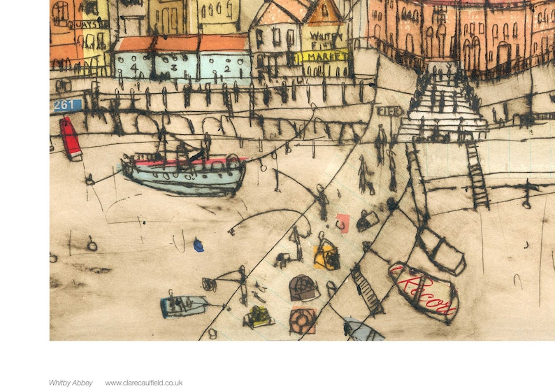 Whitby Drawing WHITBY ABBEY PRINT, 11 X 14 Artwork, Yorkshire Painting, Coastal Town ...