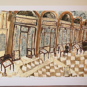 Cafetería histórica de Venecia, Piazza San Marco Café, Plaza de San Marcos, Acuarela, Pintura italiana, Impresión de edición limitada, Clare Caulfield imagen 9