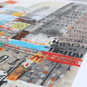 Stampa artistica ad acquerello di Times Square, raffigurante un taxi di New York, realizzata con tecnica giclée e firmata da Clare Caulfield. immagine 5