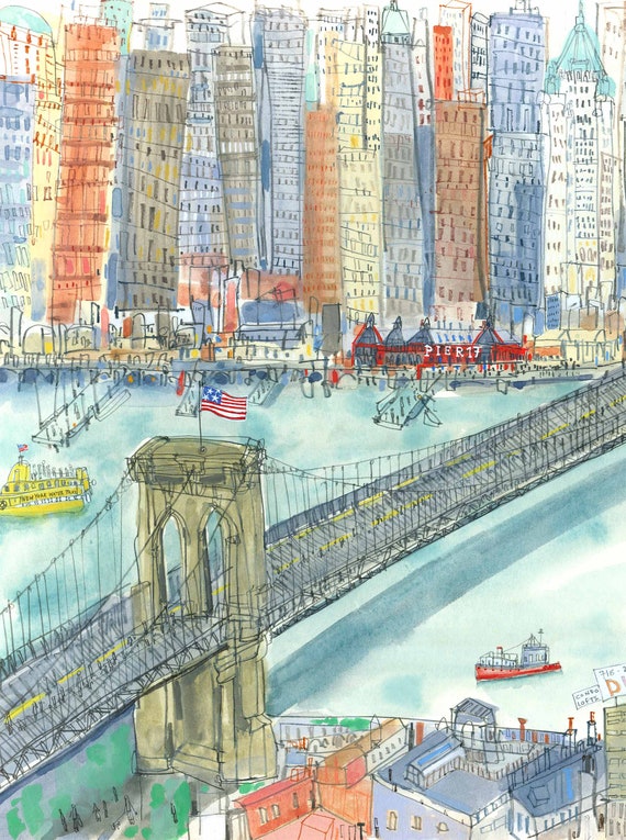 ニューヨーク絵画　リトグラフ ベルナール・ビュッフェ「Album New Yorkより『ニューヨーク