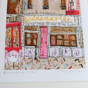 Sale BOULANGERIE PARIS ART, Signed Giclée Print, Mixed Media Painting, Paris Wall Art, Charming French Bakery, Montmartre French Home Decor image 2