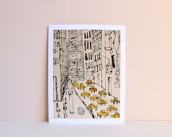 TIMES SQUARE Print, 11 X 14 New York Art, Broadway Sketch