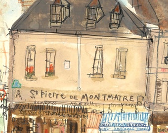 パリのモンマルトル、サン・ピエールの絵画、サイン入りアート