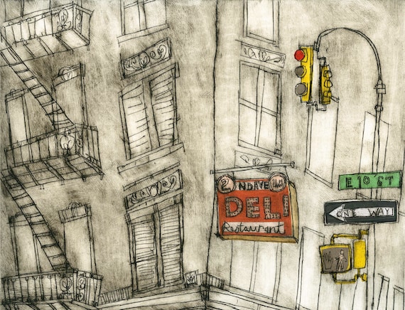 2nd AVE DELI Print, New York Wall Art, NYC Painting, 11x14