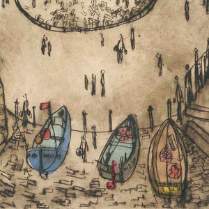 ROBIN HOODS BAY, 11x14 Art Print, North Yorkshire Coast, Fishing Boat Drawing, English Seaside Art, Clare Caulfield, The Bay Hotel, Picture image 8