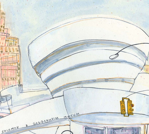 GUGGENHEIM NYC Art Print, New York Watercolor, Manhattan