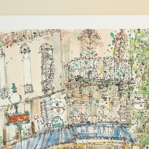 PARIS RESTAURANT ART, French Café Watercolor, Paris Café Painting, Parisian Wall Art, Paris Art Print, Signed Giclee Print, Clare Caulfield image 3