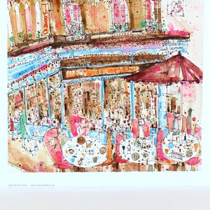 CAFE DE FLORE Art Print, 11 x 14 Paris Wall Decor, French City Print, Restaurant Drawing, Paris City Painting, Tabac Sign, Clare Caulfield image 4