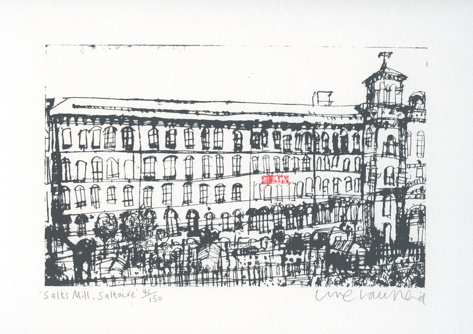 SALTS MILL PRINT Saltaire Screenprint Yorkshire Original Etsy UK