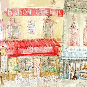 MERE CATHERINE PARIS French City Sketch, Parisian Art Print, Limited Edition Giclee print, Mixed media painting, Watercolour Clare Caulfield