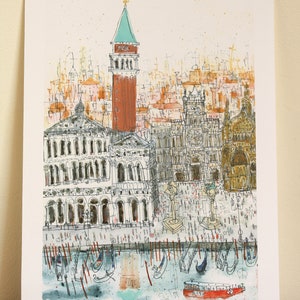 CAMPANILE VENICE ITALY Print, Signed Giclée Print, Watercolor Painting, Clare Caulfield, Venice Wall Art, Piazza San Marco, St Marks Drawing image 10