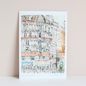 CAFE DE FLORE Paris Watercolour, Paris Cafe Art, Parisian Painting, Limited Edition Art Print, Paris Wall Decor, Clare Caulfield