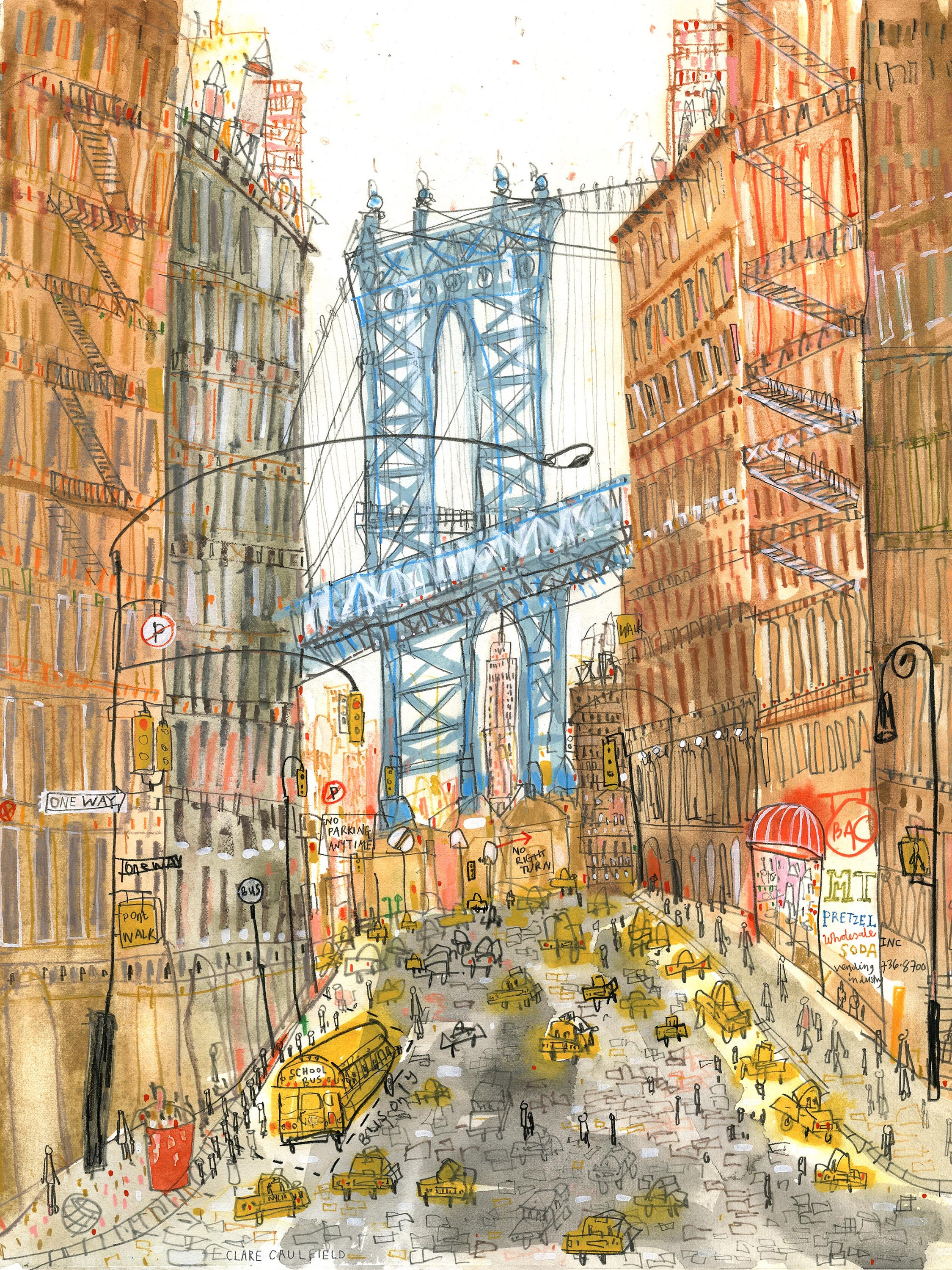DUMBO Canvas Print, New York Art, Manhattan Bridge, NYC Taxi