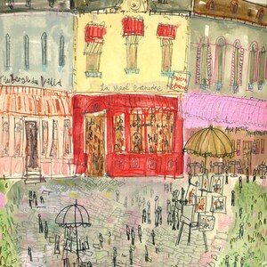 PLACE DU TERTRE Paris impression 11 x 14, giclée de la Maison Catherine, La Mère Catherine, Français photo, dessin au crayon croquis aquarelle