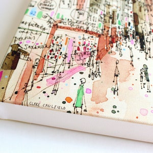 PARIS CANVAS ART, Parisian Street Print, Box Canvas, Painting of France, Stretched Giclee Canvas, French City Drawing, Home Decor, Sketch image 2