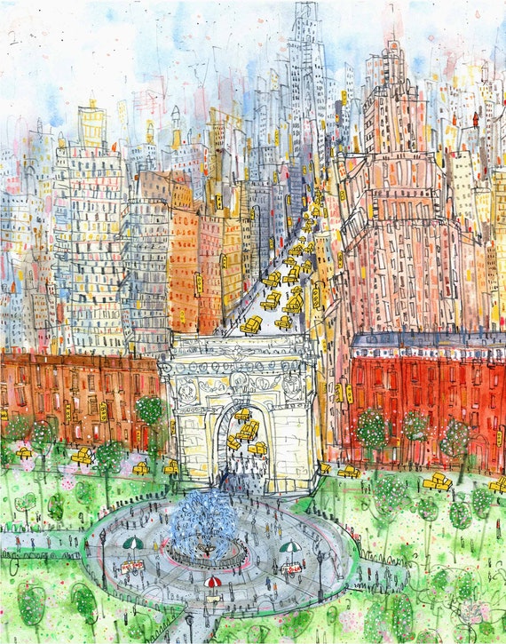 WASHINGTON SQUARE, NYC Art Print, New York Sketch, Manhattan Picture