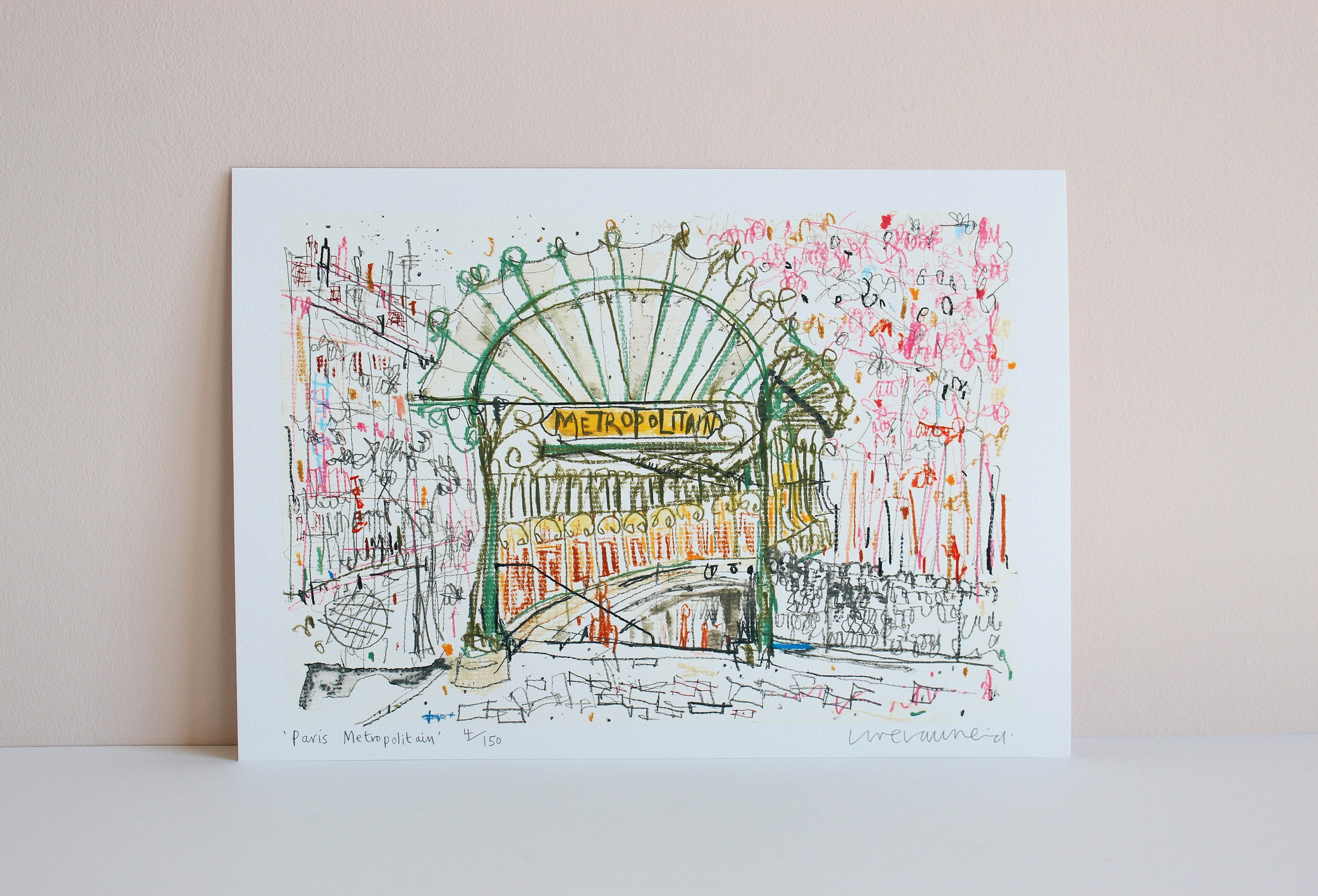 PARIS METRO ART Metropolitain Print, City Painting, Paris Subway Sign, French Wall Decor, Paris Watercolor Paris City Travel, Drawing Sketch