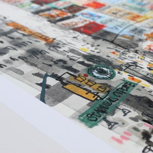 Stampa artistica ad acquerello di Times Square, raffigurante un taxi di New York, realizzata con tecnica giclée e firmata da Clare Caulfield. immagine 7