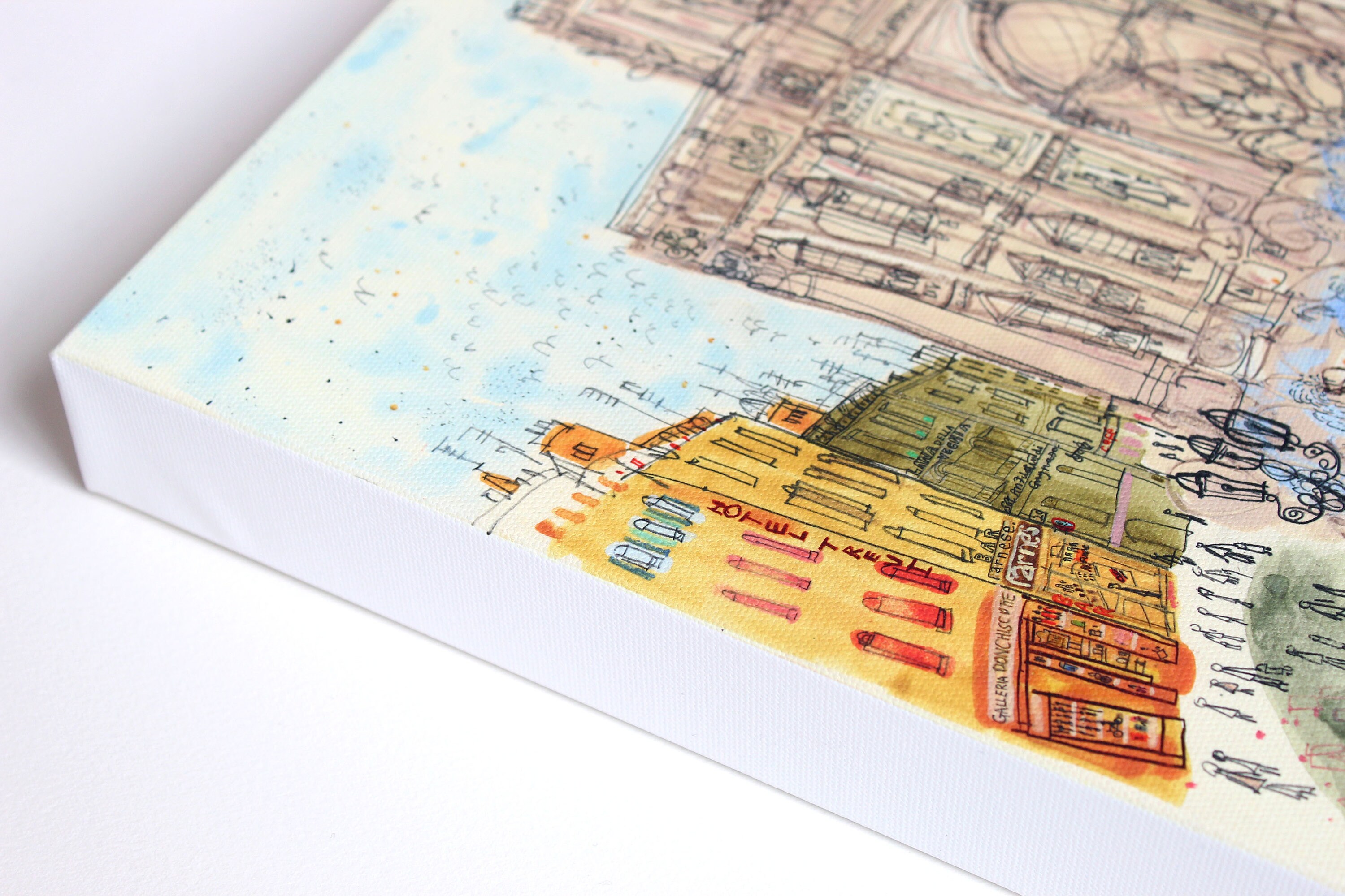 ローマのキャンバスプリント、トレビの泉のアート、水彩画、イタリアの壁画、ジクレー張りキャンバス、噴水のコイン、クレア・コールフィールド - Etsy  日本