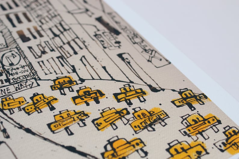 Taxi Fleet In New York City TEXT NYC Painting By Elaine Plesser - Fine - View #12