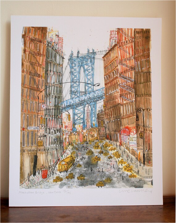 Manhattan Bridge New York Bridge Dumbo City Art Signed Etsy