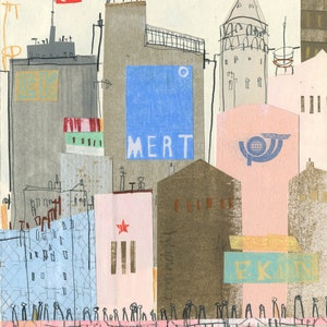 ISTANBUL ART PRINT, 11x14 Turkish Picture, Galata Bridge Drawing, Watercolor Painting, Turkey Sketch, City Painting, Galata Tower, Building