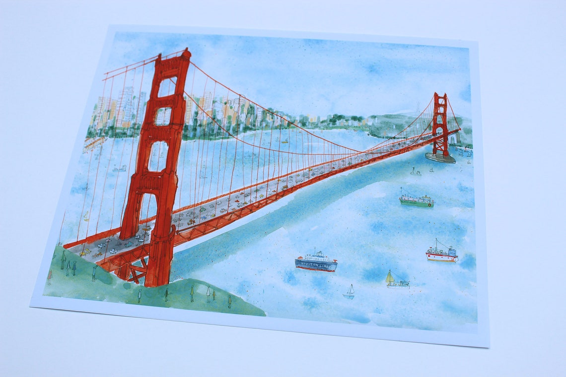 GOLDEN GATE BRIDGE San Francisco San Fran Print 8x10 Golden | Etsy