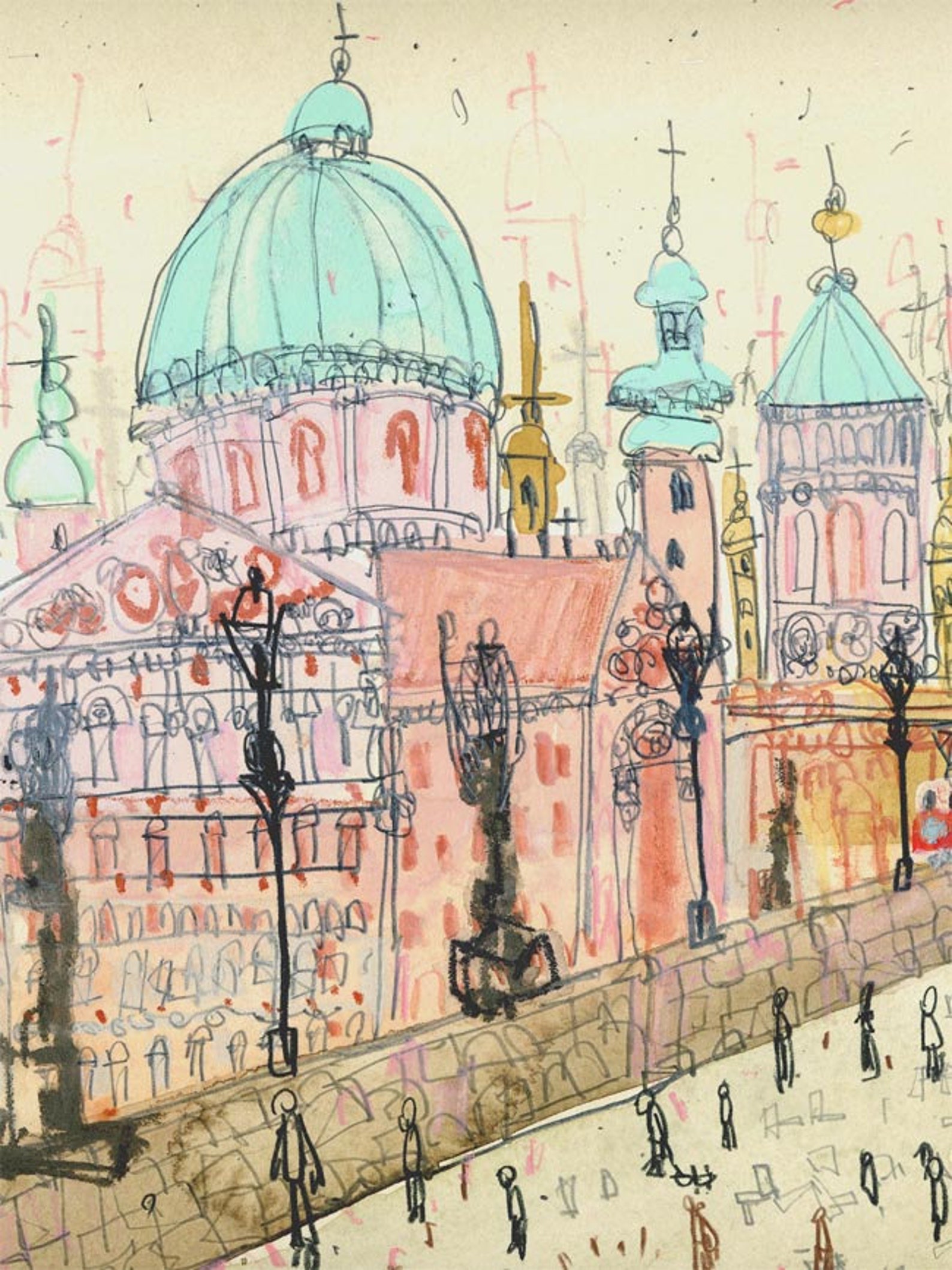 PRAGUE ART PRINT Charles Bridge Czech Republic Watercolor Etsy