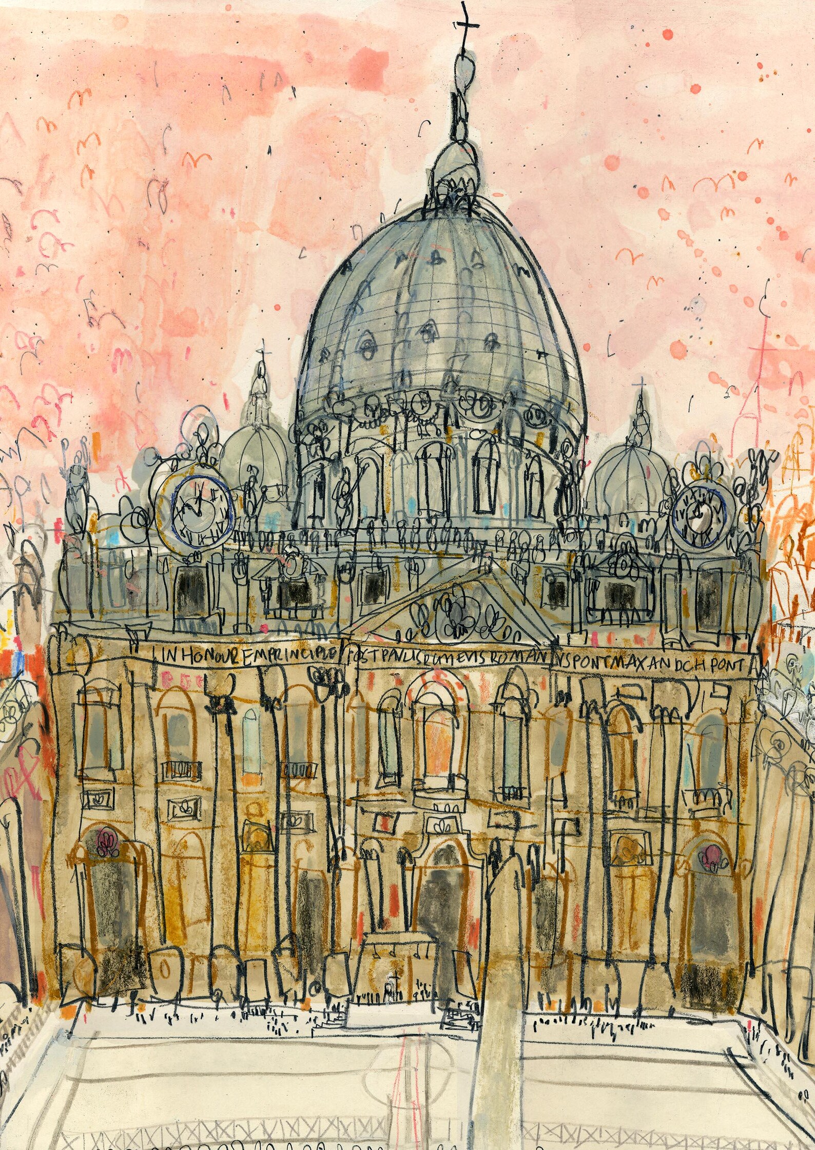 ROME ART PRINT, St Peters Square, Italy Painting, 11x14 Rome Home Decor ...
