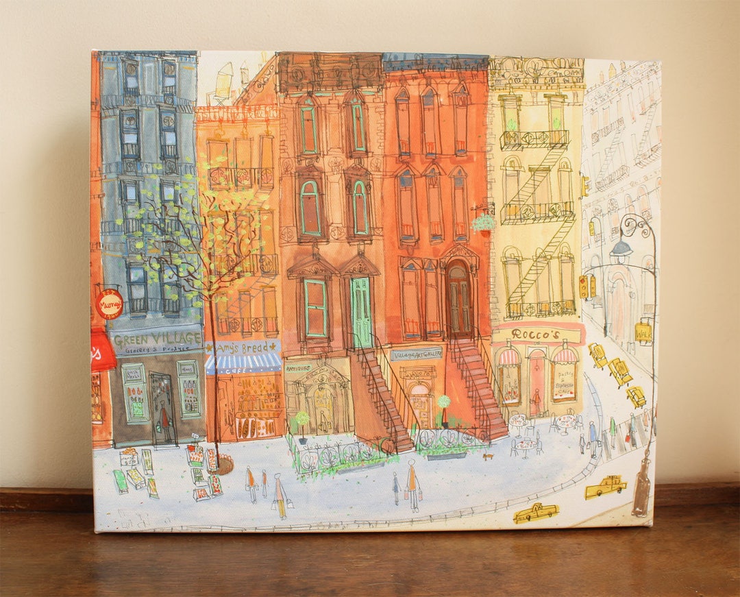 NEW YORK City Canvas, Greenwich Village Shops, Stretched Box Canvas