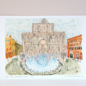 Fontana di Trevi Rome Art Print, Watercolor Painting, Signed Limited Edition