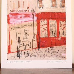 PARIS ART PRINT, Maison Catherine, Parisian Illustration, Watercolor Painting, Giclée Print, French Drawing, Montmartre Buildings, image 3