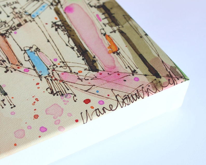 PARIS CANVAS ART, Parisian Street Print, Box Canvas, Painting of France, Stretched Giclee Canvas, French City Drawing, Home Decor, Sketch image 8