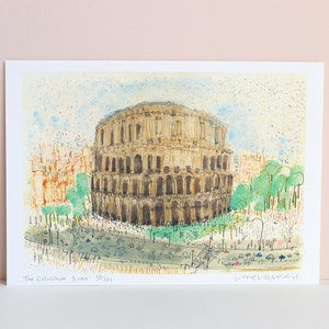 COLOSSEUM ROME ART, Italy Watercolour, Signed Limited Edition, Architecture Italy, Rome Painting, The Colosseum, Italian Landmark, Drawing