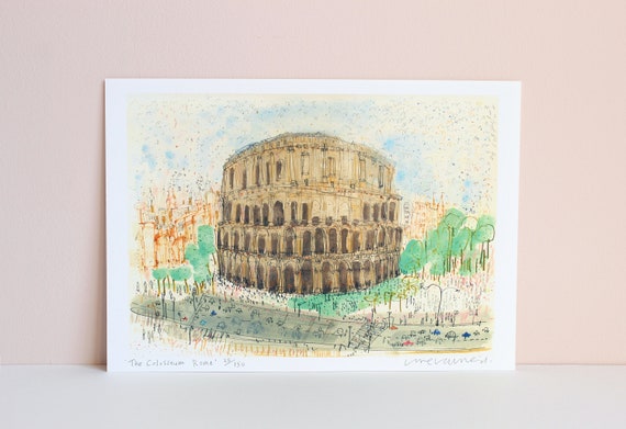 COLOSSEUM ROME ART, Italy Watercolour, Signed Limited Edition, Architecture Italy, Rome Painting, The Colosseum, Italian Landmark, Drawing