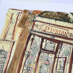 Cafetería histórica de Venecia, Piazza San Marco Café, Plaza de San Marcos, Acuarela, Pintura italiana, Impresión de edición limitada, Clare Caulfield imagen 6