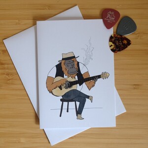 Orangutan guitarist A6 Greetings Card image 5