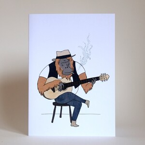 Orangutan guitarist A6 Greetings Card image 3